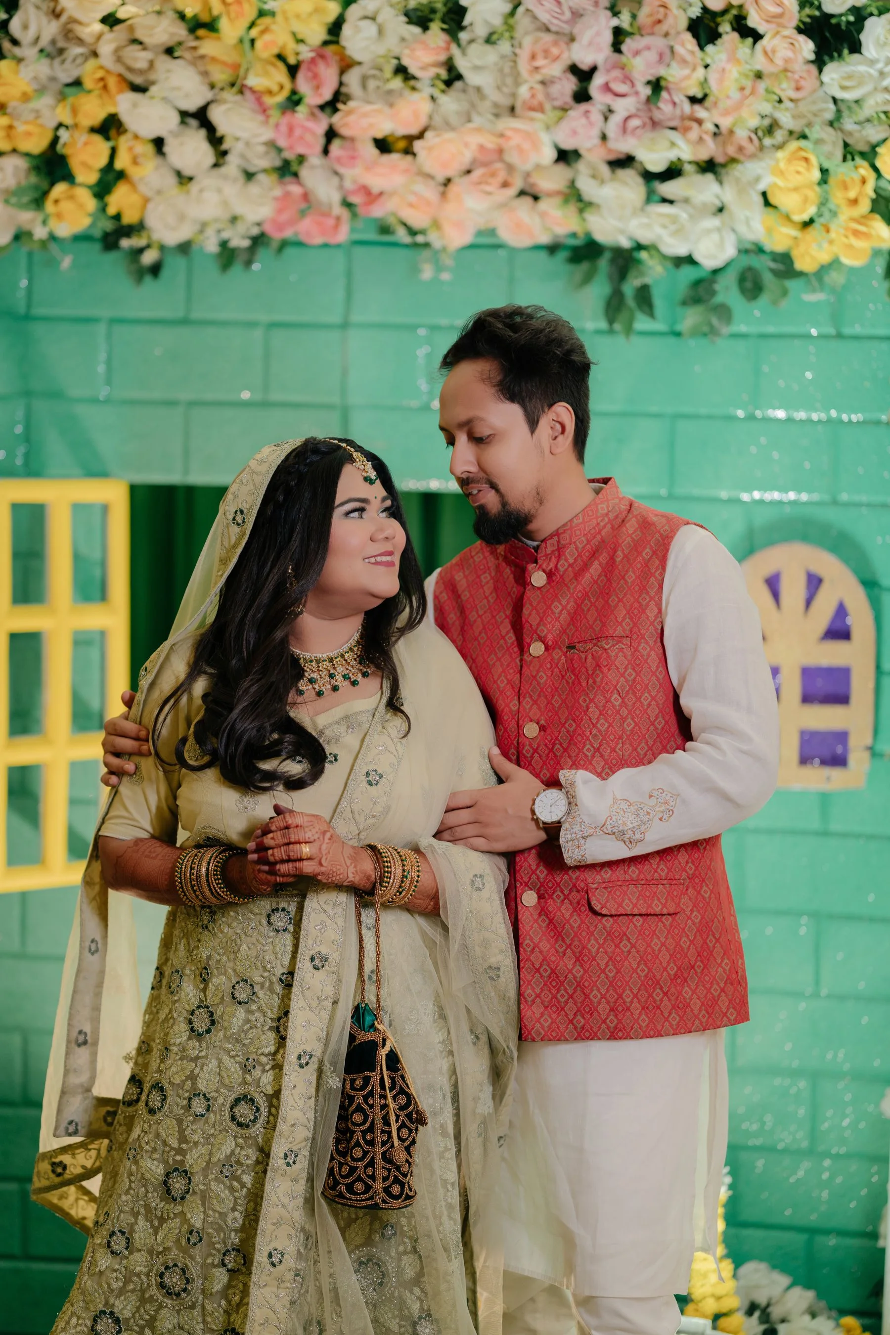 South Asian bride and groom photographed during their wedding celebration